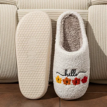Winter Women's Slippers Indoor Soft Breathable Comfortable Autumn Leaves Couple Fashion Winter House Shoes 1