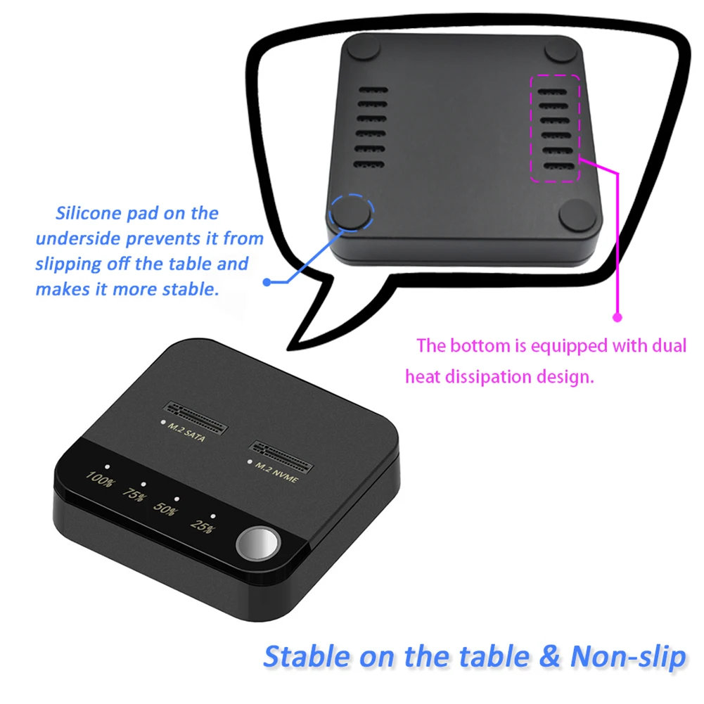 M.2 SATA/NVMe Dual-Bay Hard Disk Copier Offline Clone Docking Station Duplicator Hard Drive Docking Station for M2 HDD SSD Reade