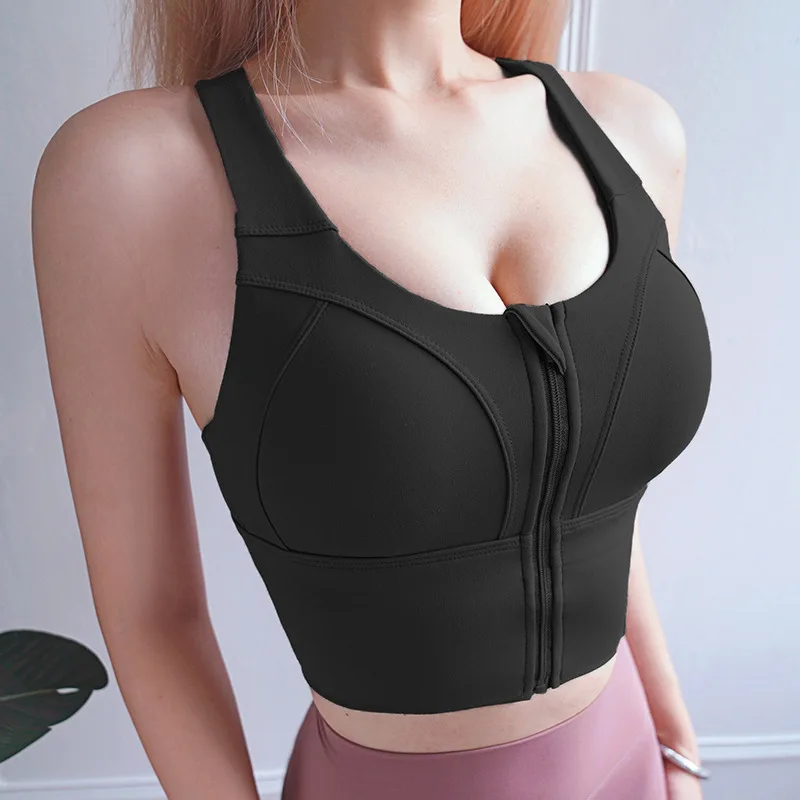 

Спортивный жилет большого размера на молнии с высокой талией, противоударное нижнее белье для йоги, одежда для перекрестных тренировок, бюстгальтер для фитнеса