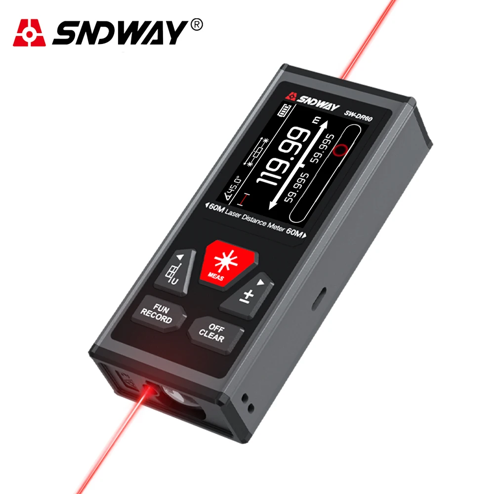 SNDWAY Dual Laser Distance Meter 120M 200M Bilateral Laser Rangefinder Tape Measure Bidirectional Range Finder