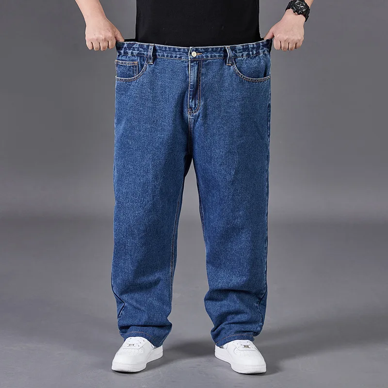 Spring Autumn Large Size Jeans Men Large Code Blue Grey Large Oversized The Elastic Big Men Pants 46 50 52 150KG 5