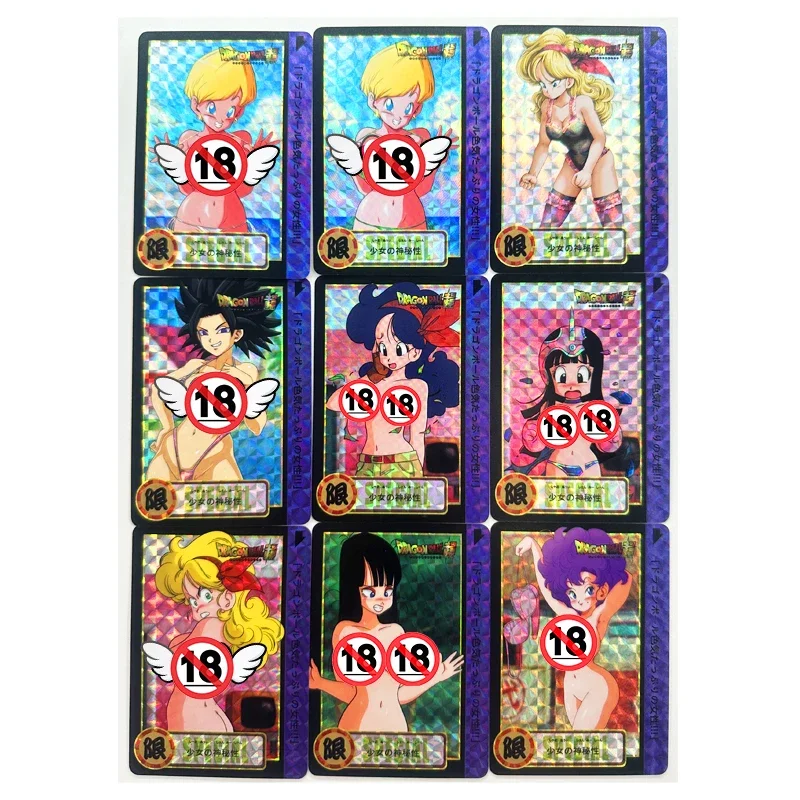 

9pcs/set Lunch Z GT Bulma Android 18 ACG Sexy Nude Toys Hobbies Hobby Collectibles Game Collection Anime Cards