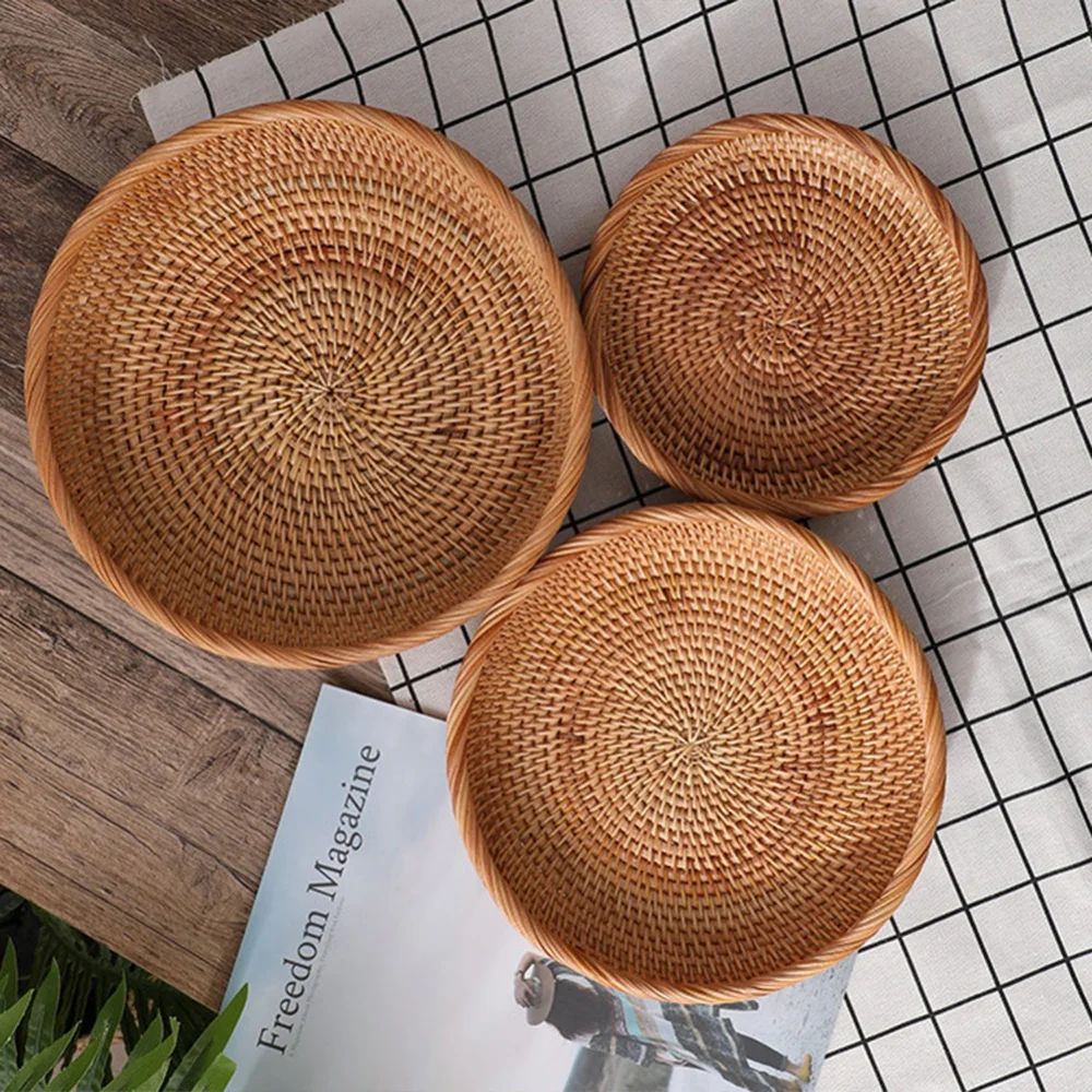 Handwoven Rattan Round Storage Basket