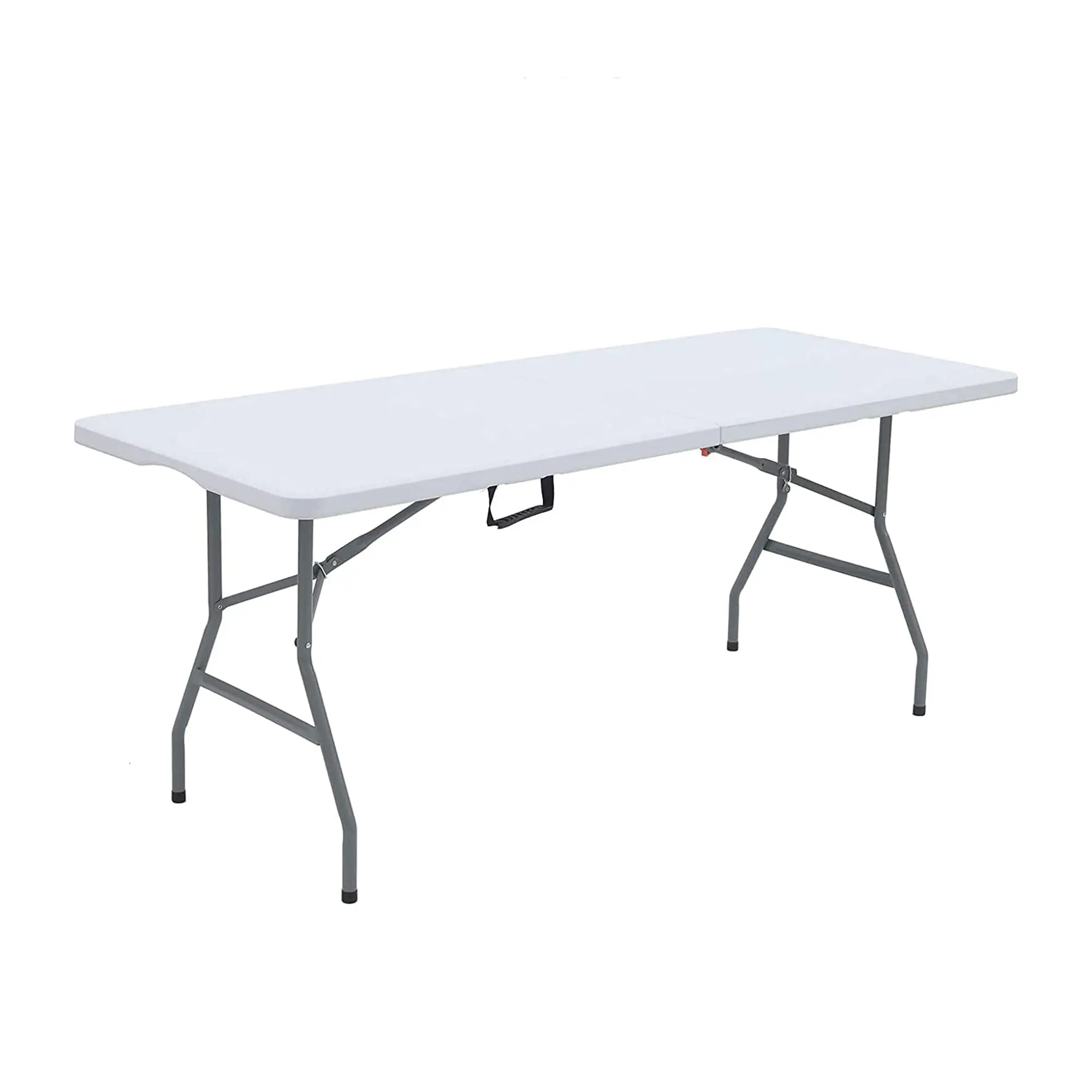 

6-Foot Long Portable Folding Multipurpose Utility Picnic Table with Powder-Coated Steel Legs and Built-in Carry Handle,White