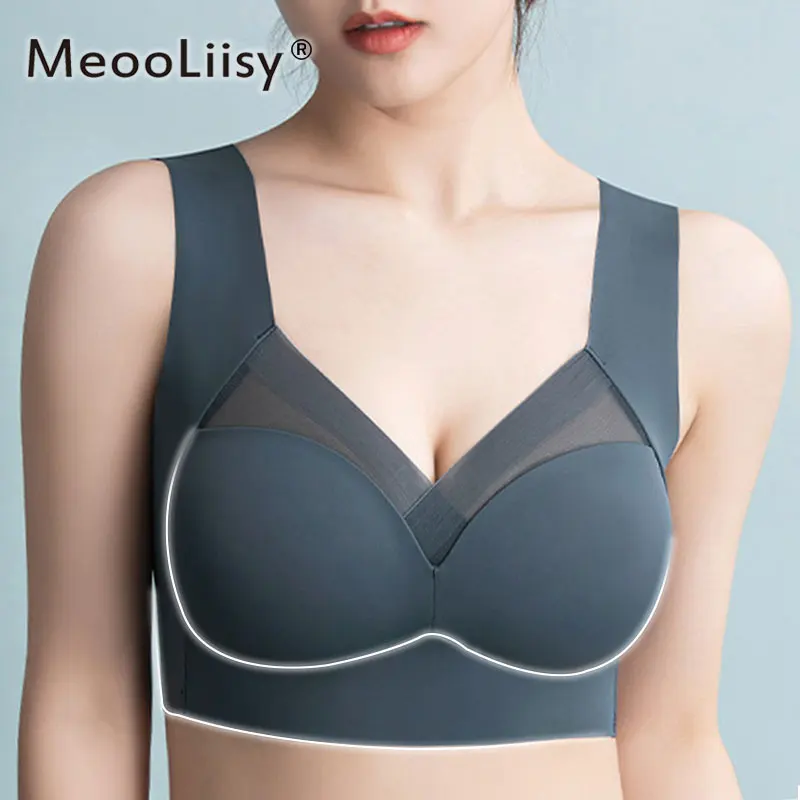 Meooliisy 2PCS/Set SUJI Summer Plus Size Ultra-thin Tube Top Bras for Women  Minimizer Wire Free Underwear Seamless Lingerie 4XL