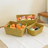 Woven Seagrass Storage Baskets Straw Rattan Basket Desk Organizer Picnic Basket Fruit Storage Box Cosmetic Storage Container 5