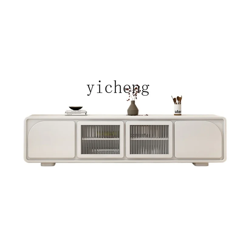 

ZK Solid Wood TV Stand Coffee Table Combination Cream Style Large and Small Apartment Type Living Room Floor Cabinet Locker