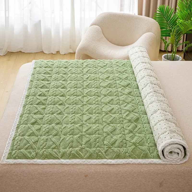Winter Warm Thick Mattress Topper Pad Fleece Bedspread Soft Non-slip Thin Tatami Mat Home Dormitory Bedsheet Mattress Cover