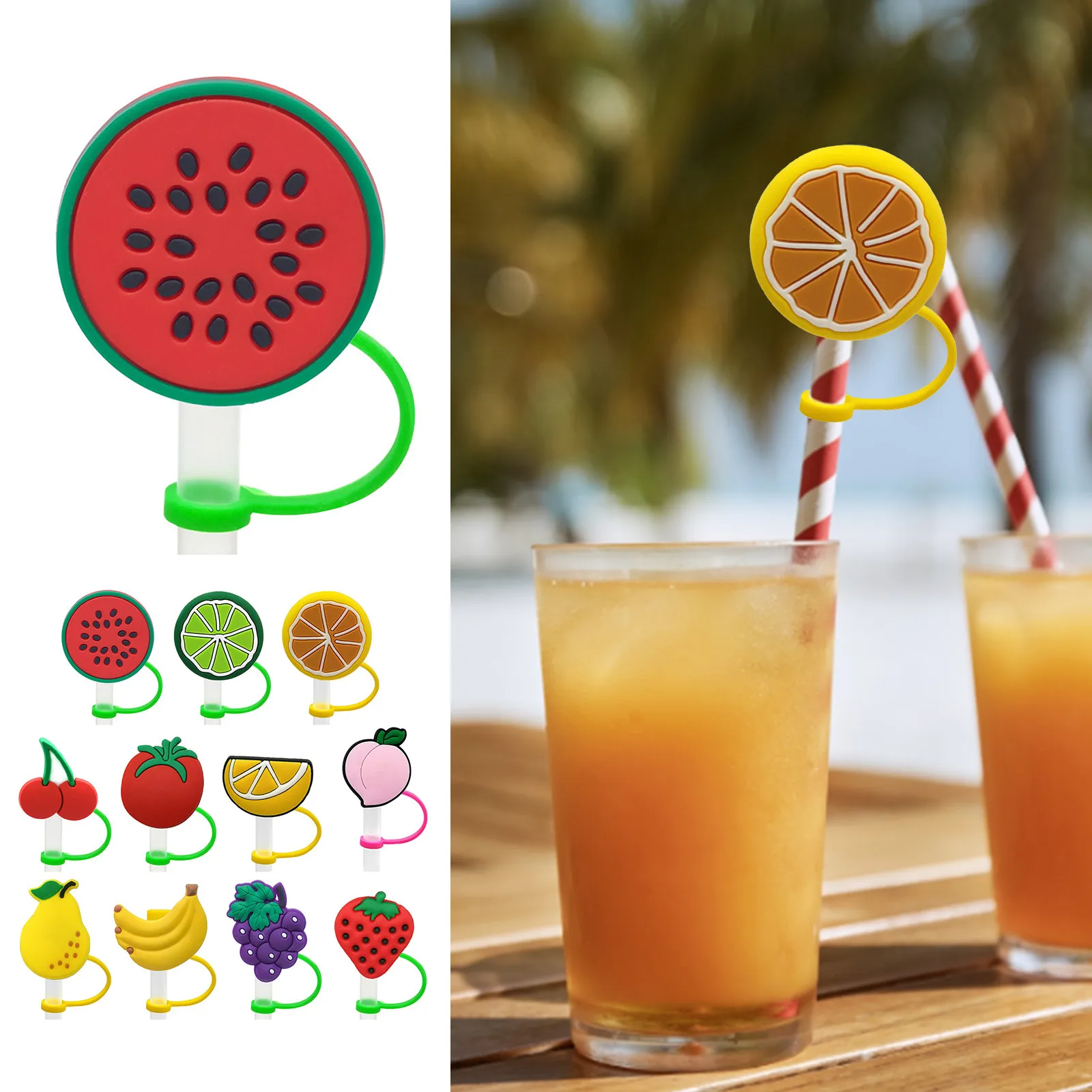 1 Piece Set Of Covers Covers For Reusable Protector Fruit PVC Caps Rainbow Crinkle Paper Qws1003 Umbrella for Drinks for Kids