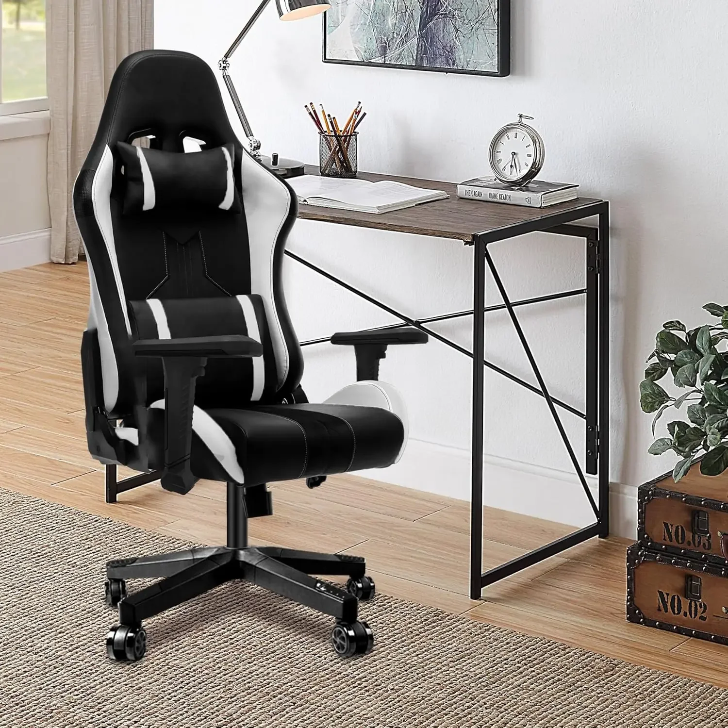 Height Adjustable Chair Armrest Pair, Gaming Boss Chair Arms Set Replacement 4D (Black)