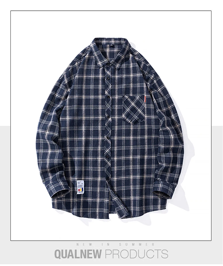 

Plaid Shirt Harajuku Hip Hop Flannel Checked Shirts Men High Quality Spring New Oversize Streetwear Retro Blouses Male 5xl