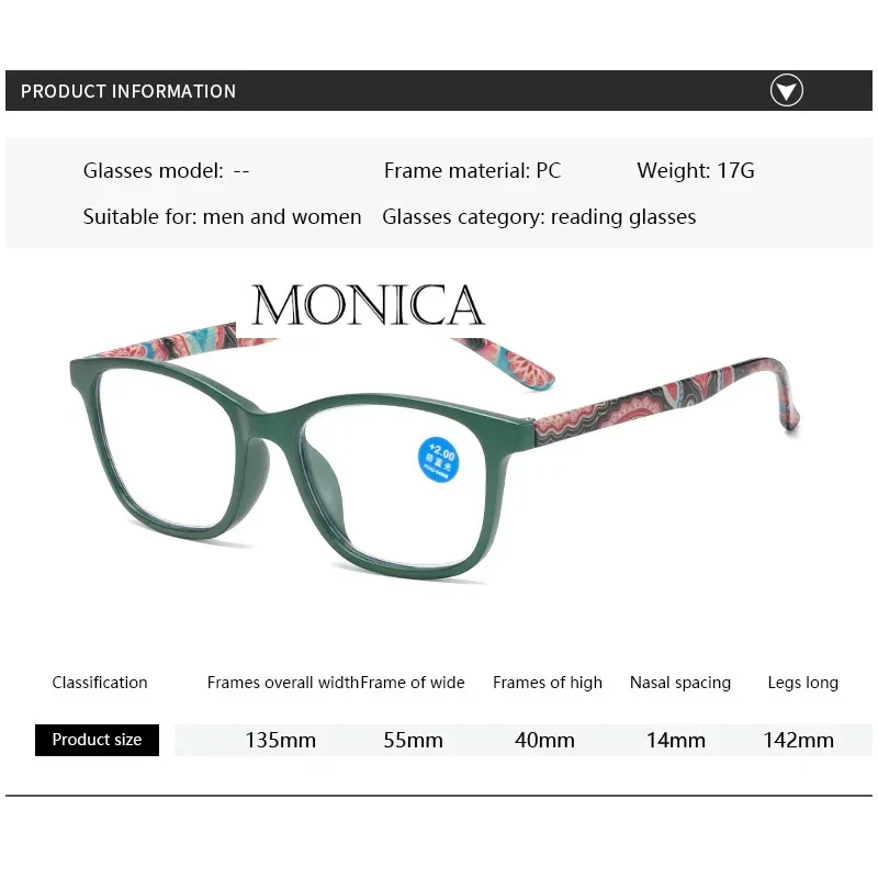 Reading Glasses Fashion Women Reading Glasses Flower Print Resin Read Eyeglasses Magnifying Presbyopic Eyewear +1.0~+4.0 Reading Glasses Women