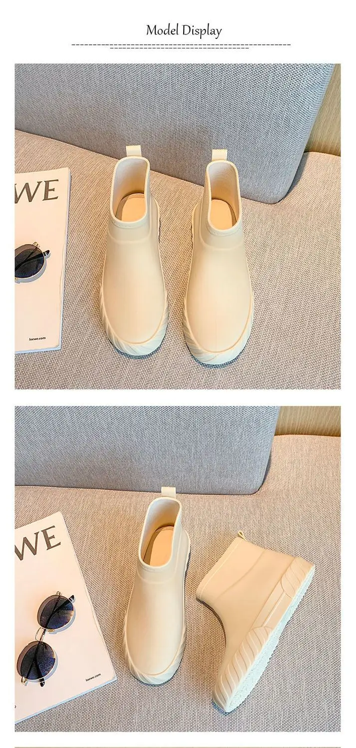 Damen-Knöchel-Regenstiefel, rutschfeste, kurze Gummistiefel, wasserdichte Wasserschuhe für Erwachsene, verschleißfeste Schuhe – Detail 6