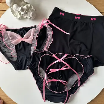 Intimo nero e rosa donna uomo mutande pizzo ragazze mutandine coppia femminile slip panty