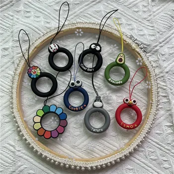 Cartoon Silicone Finger Ring Phone Strap Short Lanyard Straps Phone Charm Cell Phone Lanyards