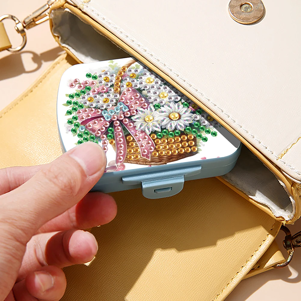 5D DIY Diamond Painting Dot Pill Case Diamond Art Travel Medicine Storage Case Diamond Painting Pill Organizer for Beginners
