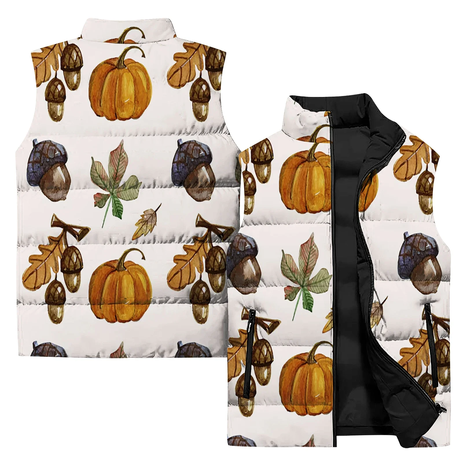 thumbnail image 1 of Chaleco acolchado de otoño para hombre con estampado 3D de Maple Leaf, chaquetas de plumas asequibles para el Día de Acción de Gracias, duraderas para hombre 2024, 1 of 5