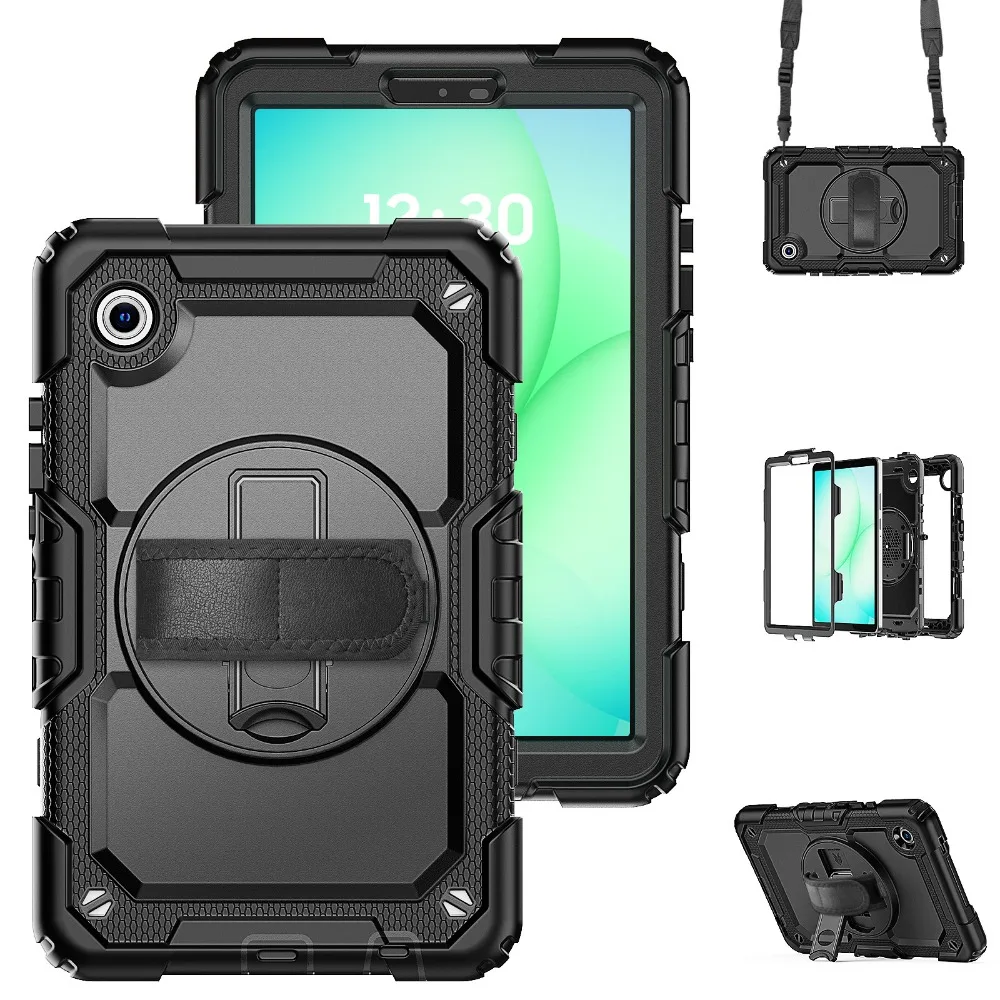 Shockproof Tablet Case with Screen Protector and Handle Strap - Full Body Protection