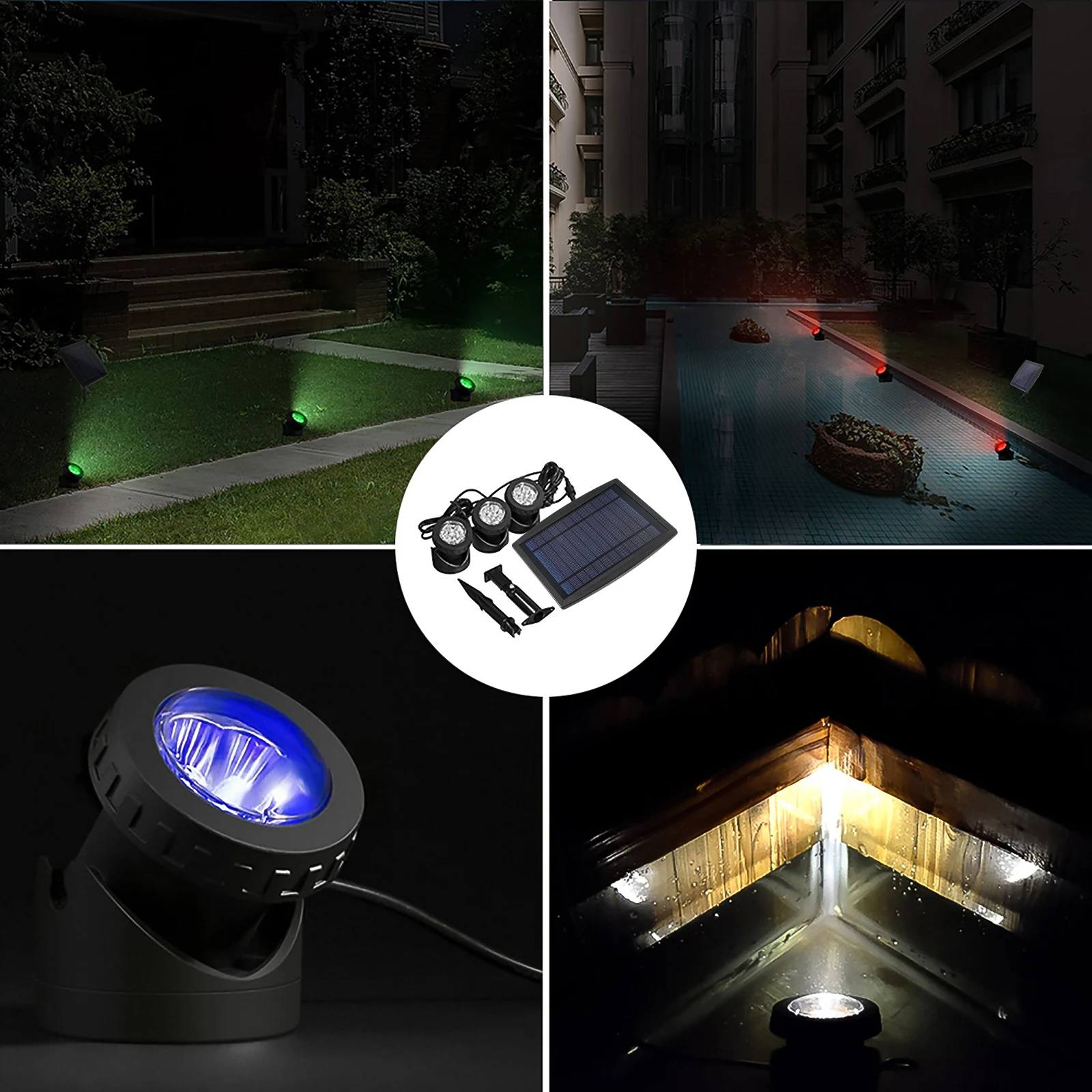 18pcs LED Outdoor Solar Lights RGB Lawn Ground Lamp IP68 Waterproof Landscape Spotlights Garden Decoration Underwater Light images - 6