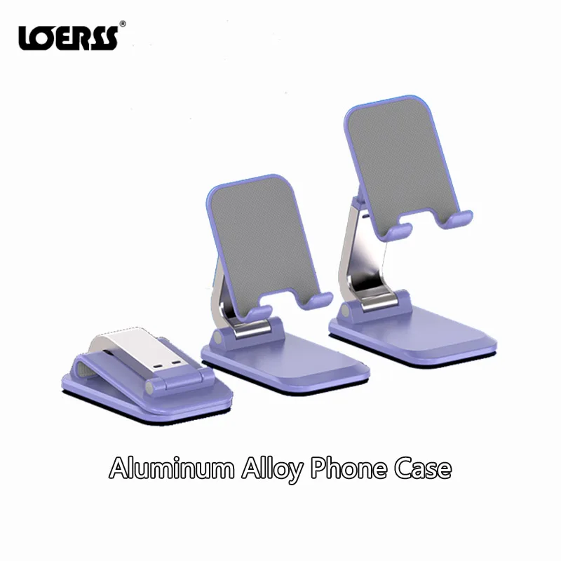 

LOERSS Aluminum Alloy Foldable Phone Stand Table Phone Support Bracket Portable Lazy Holder Compatible for Phone Tablet iPad