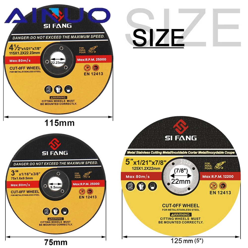 75/115/125mm Resin Cutting Disc Cut Off Wheel Angle Grinder Disc Cutter For Metal Stainless Steel Cutting