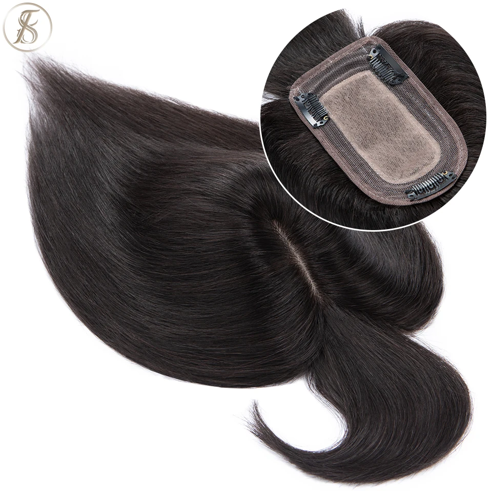 Natural Human Hair Toppers with Bangs for Women
