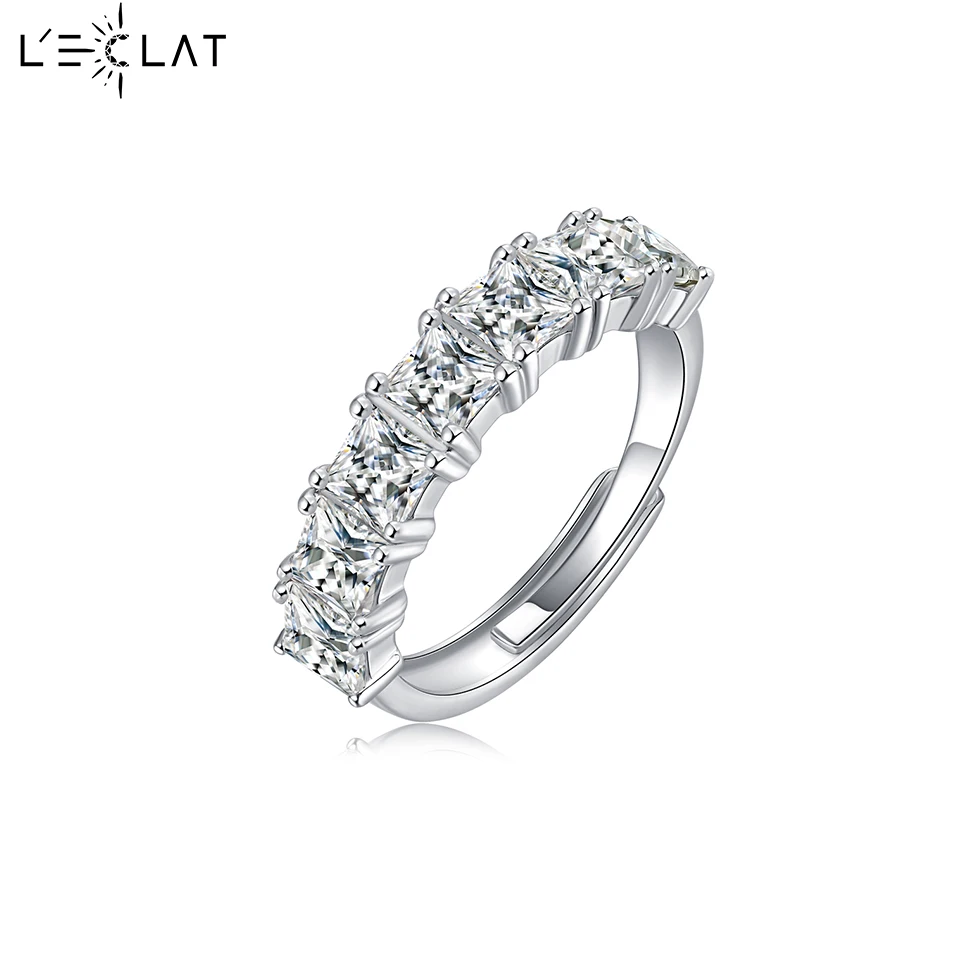 LECLAT GRA 4x4 Main Stone Moissanite Wedding Ring for Women Plated Engagement 925 Sterling Silver Diamond Band Fine Jewlery