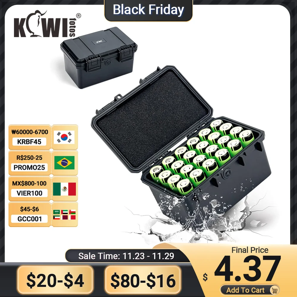 MultiSlots1865021700AAAAACoinBatteryCaseStorageBoxContainerHolderIP67Waterproof