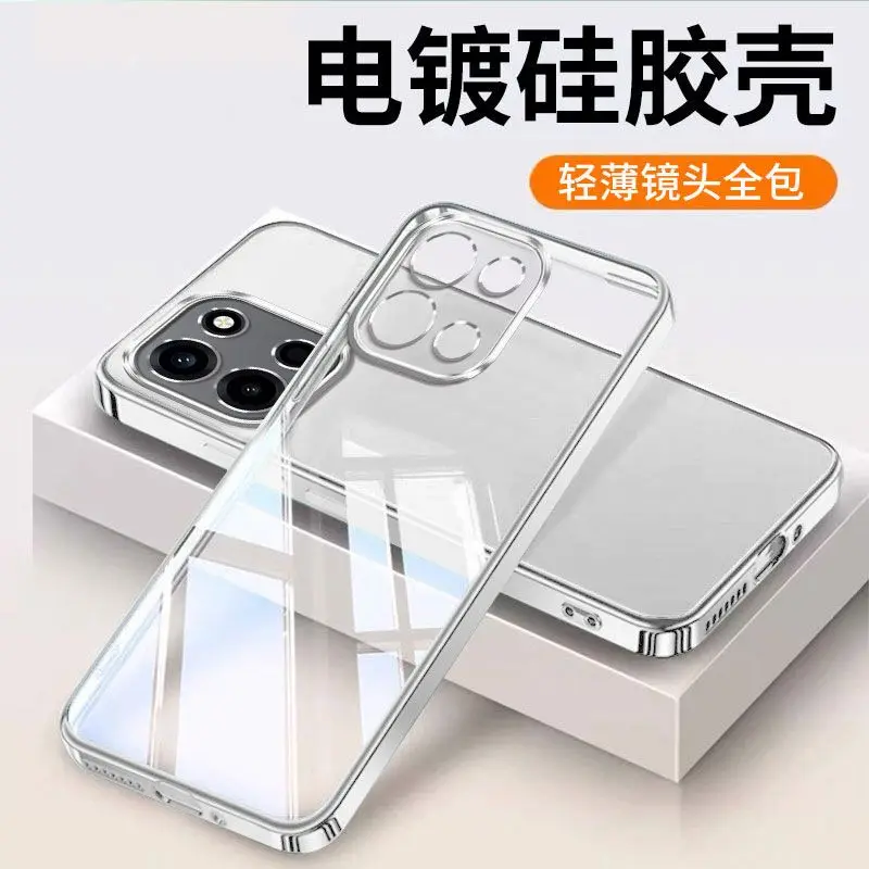 Soft Silicone Transparent Shockproof Phone Case with Electroplated Frame and TPU Back Cover