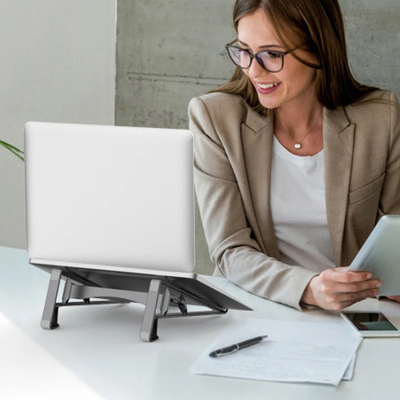 2in1 노트북 수직 홀더 태블릿 노트북 컴퓨터 높이 조절 스탠드 브래킷 (맥북, 아이패드 프로, 오피스 스튜디오용)