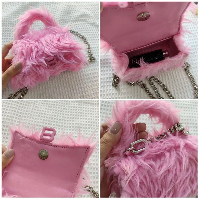 Monederos peludos de piel sintética para mujer, bolsos de peludos con letras B cálidas, Mini bolsos cruzados de diseñador de marca famosa para Otoño e Invierno| | - AliExpress