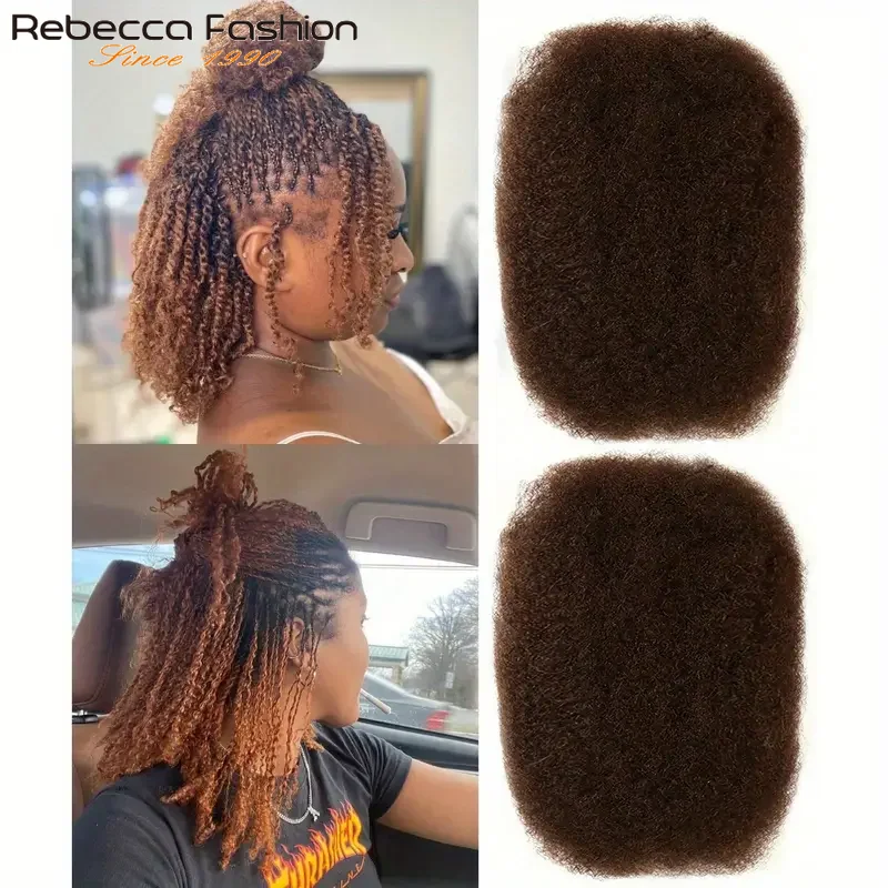 Natural Black/Brown Afro Kinky Bulk Human Hair Extensions QVR US Local Shipping Lightweight For Mini Twisting Everyday Wear 3