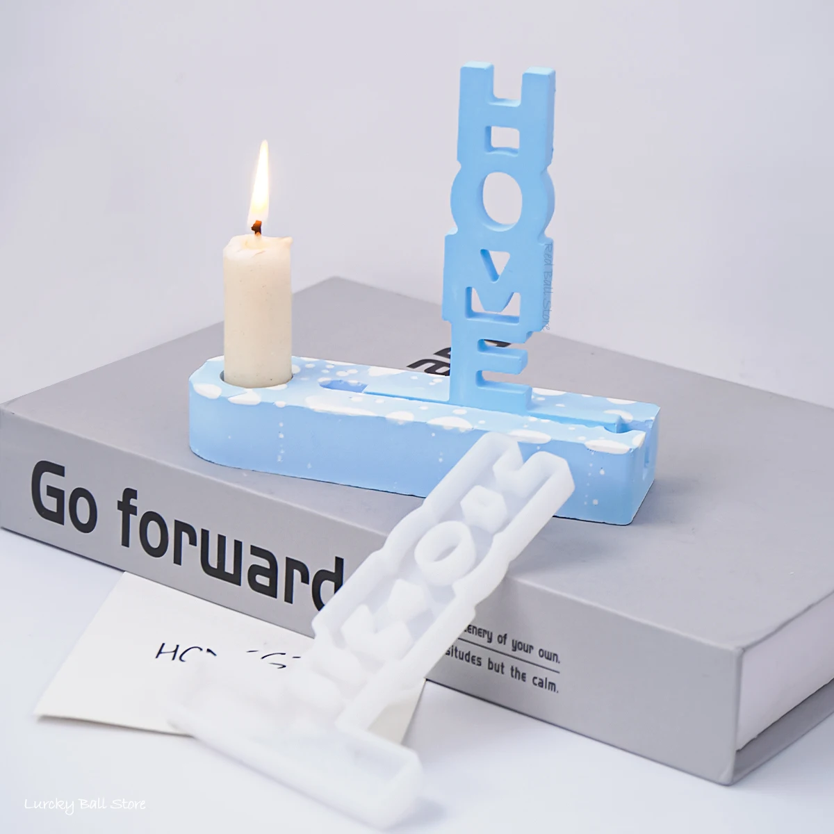 Silicone Mold DIY HOME Letter Candlestick Mold for Room Decor