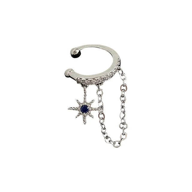 Boucles d'oreilles étoile Sring pour femmes, couleur argent, manchettes à Clip, sans Piercing, Kpop, bijoux à la mode, cadeaux, 1 pièce