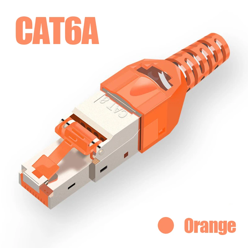 RJ45 Cat7 Connector Tool-Free Toolless RJ45 Termination Plug Reusable  Shielded for Ethernet Cables 10Gbps POE 4 Pack