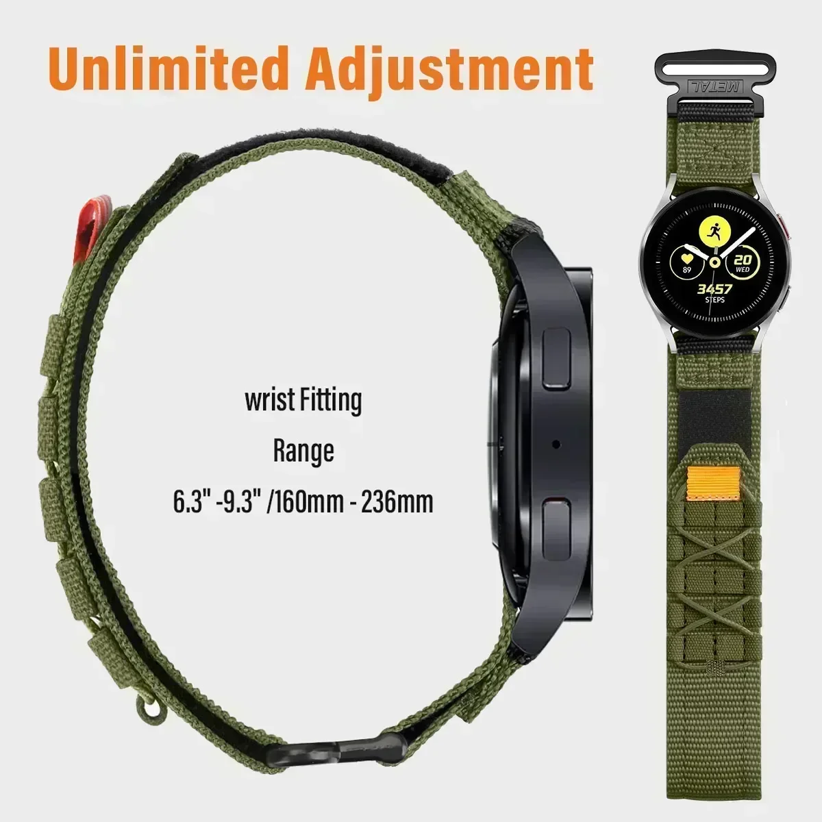 Versatile Nylon Watch Strap, 22mm/20mm - Premium Quality Replacement Band