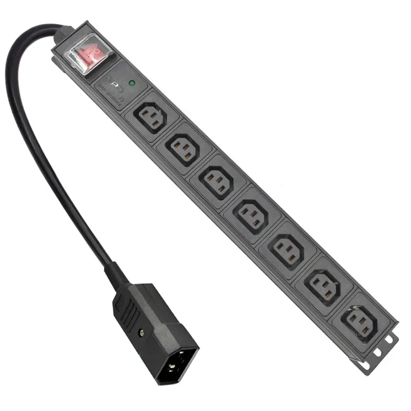 

Network Rack PDU aluminium alloy Power Strip 7 Ways C13 output socket With SPD 2m extension cable