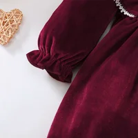 Christmas Party Skirt Baby Girl Long Sleeve Ruffle Satin Finish Dress Fashion Holiday Autumn Winter Wear for Kids Girl 0-7 Years 4