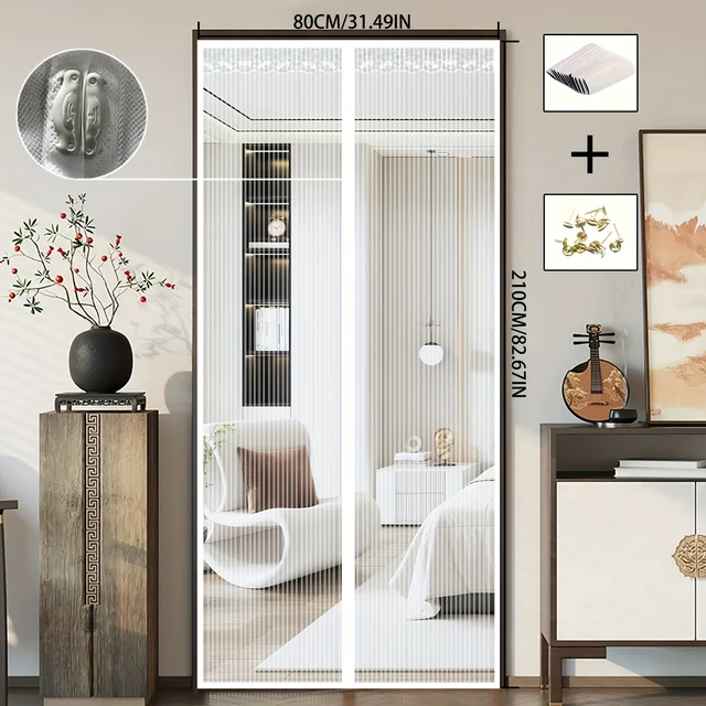 Écran de porte magnétique sans couture – Moustiquaire à joint solide, installation facile et maille en polyester lavable pour chambre à coucher/cuisine/salon 6