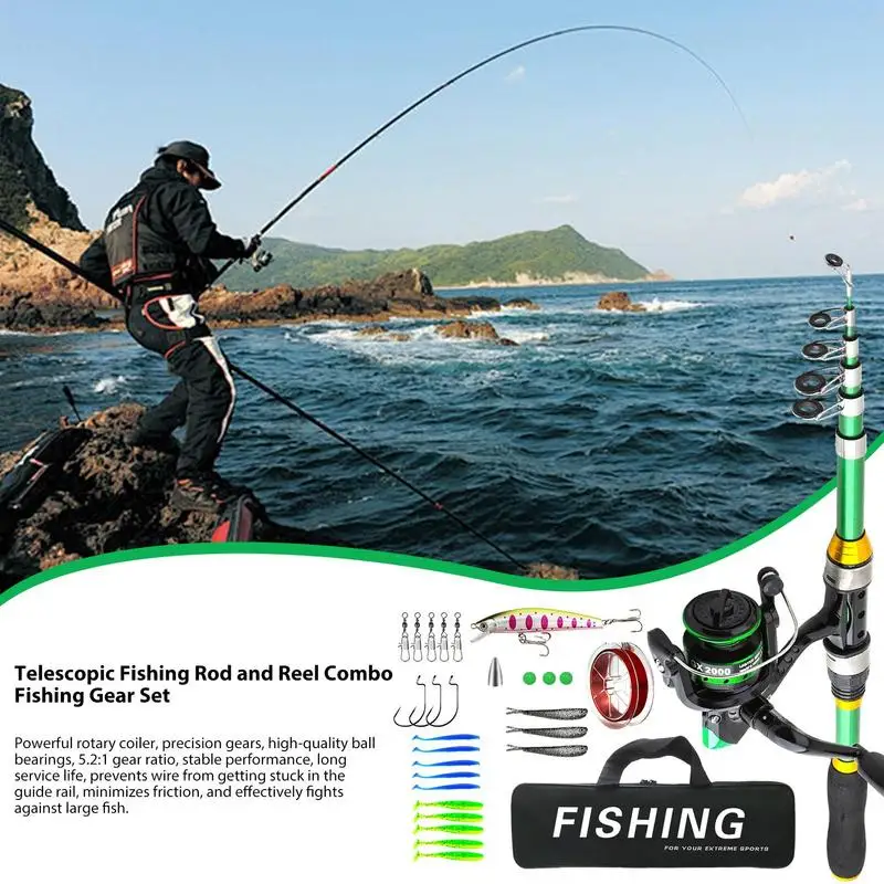 Survival Fishing Kit Fishing Pole And Reel Combo Travel Fishing