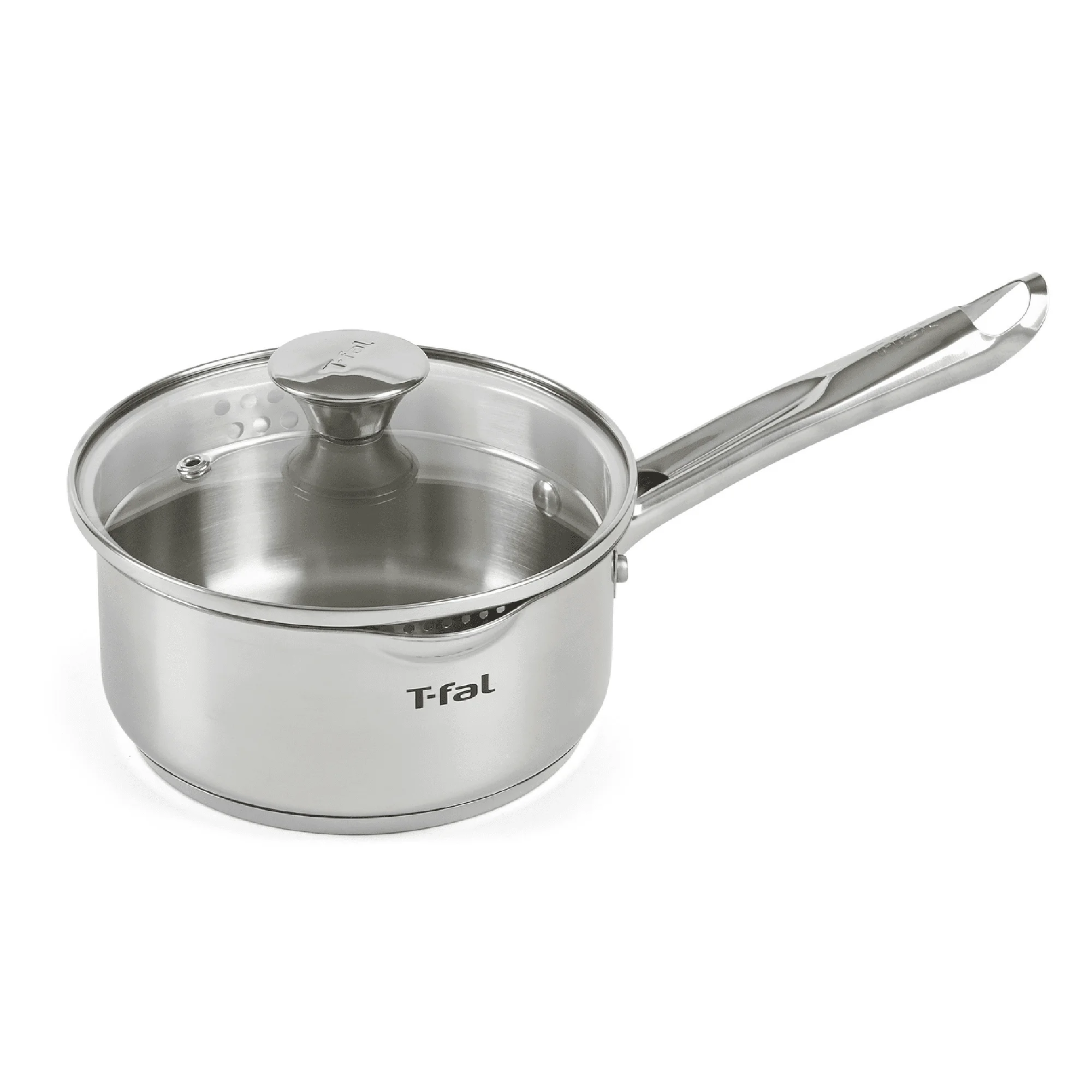 

T-fal Cook & Strain Stainless Steel Cookware, Sauce Pan with lid, 1.5 quart