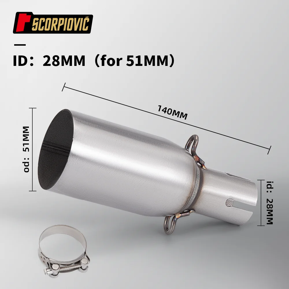 Universal Motorcycle Intermediate Exhaust Pipe with Enhanced Muffler, 51mm Adjustable Diameter