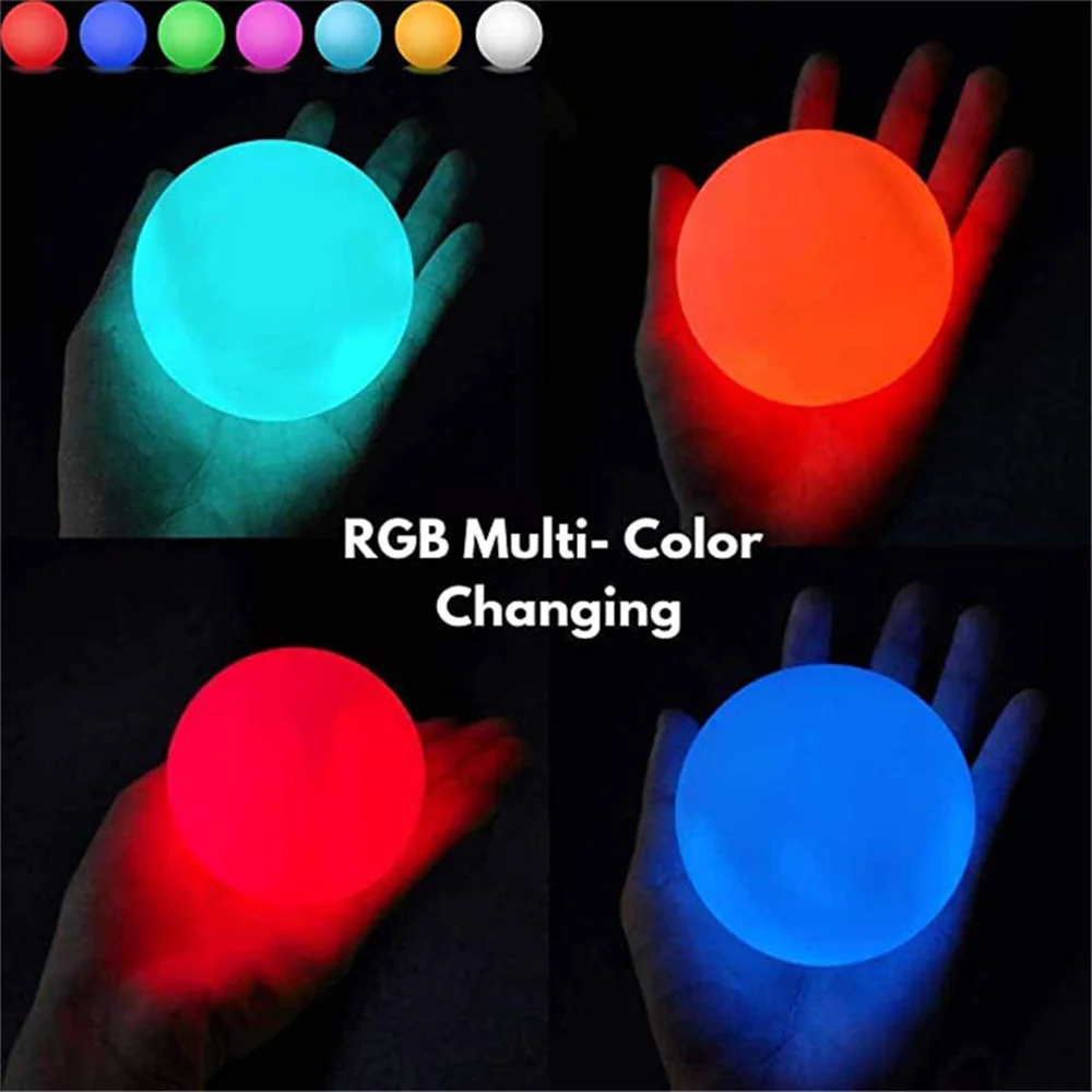 2개 충전식 RGB 플로팅 풀 라이트 3인치 7.8cm LED 풀 볼 조명 (리모컨 포함) IP67 방수 야외 정원 수영장용 목욕 장난감