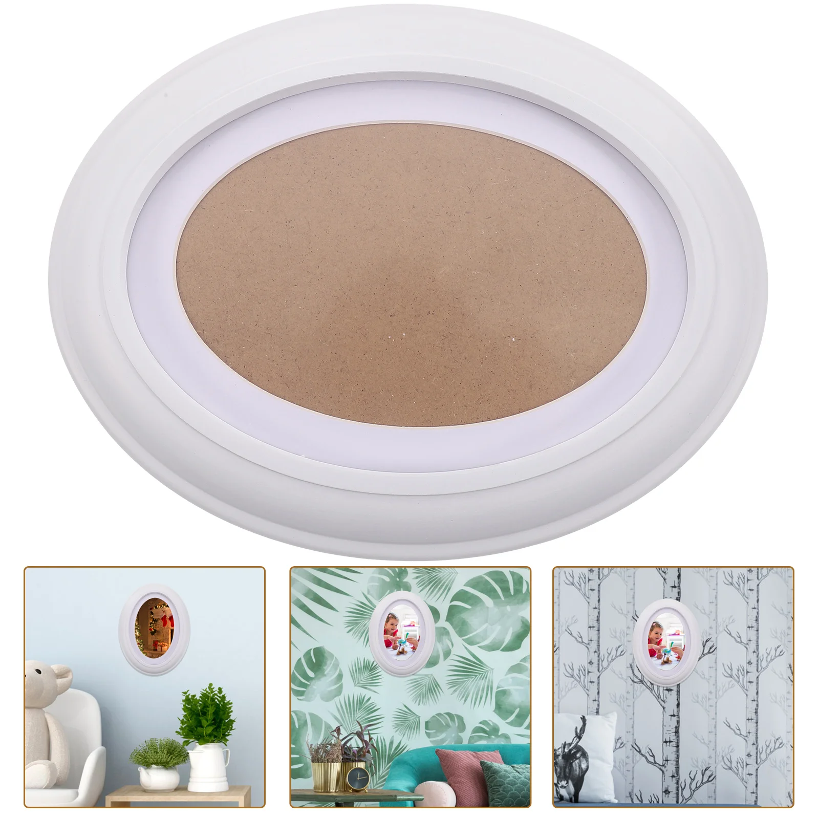 7 oval wooden picture frame Inch Oval Wooden Photo Frame White Wall