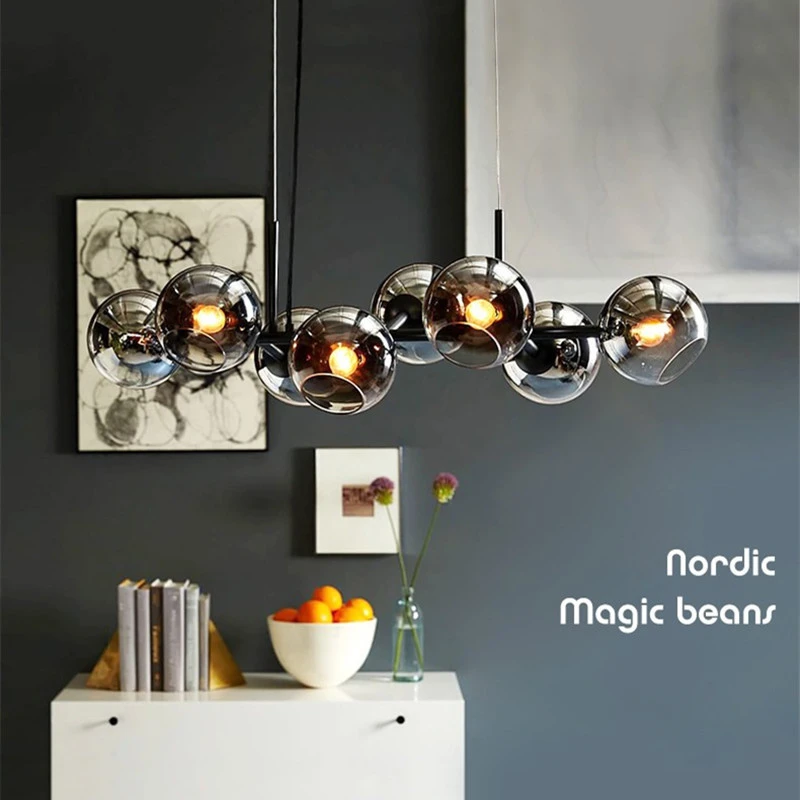 

Modern minimalist Nordic creative bedroom dining room living room lamp personalized glass ball molecular bubble lamp chandelier