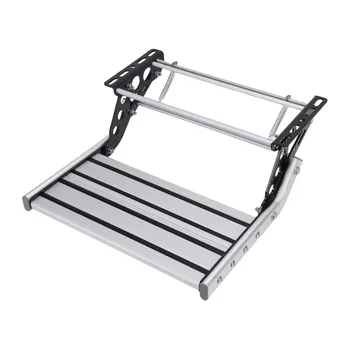 RV Steps 400lbs Load Capacity Aluminum Alloy Single Ladder Step Manual Telescopic Folding RV Entry Stair for Camping Vehicle Van 1