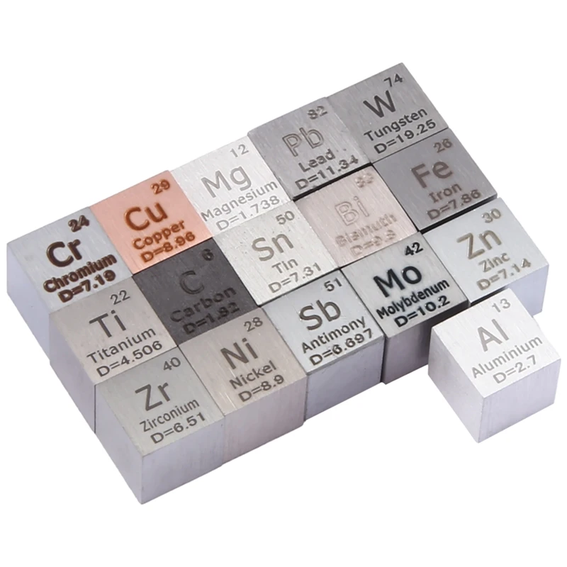 

Elements Square Set 0.39 Inch Density Square 10Mm Up To 99.99% Purity For Periodic Table Teaching Tool Gifts (16Pcs)