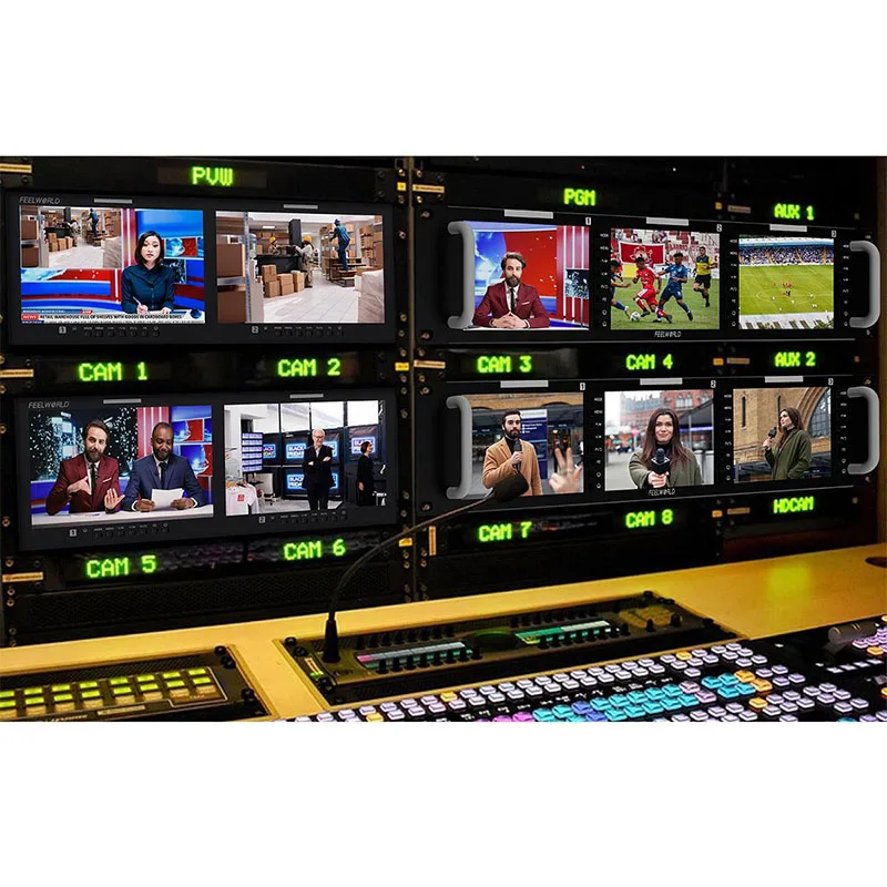 FEELWORLD D101 PLUS Dual Screen 10.1"4RU Rackmount Monitor 4K HDMI-Compatible SDI 1920x1200 IPS Display For Camera Photography