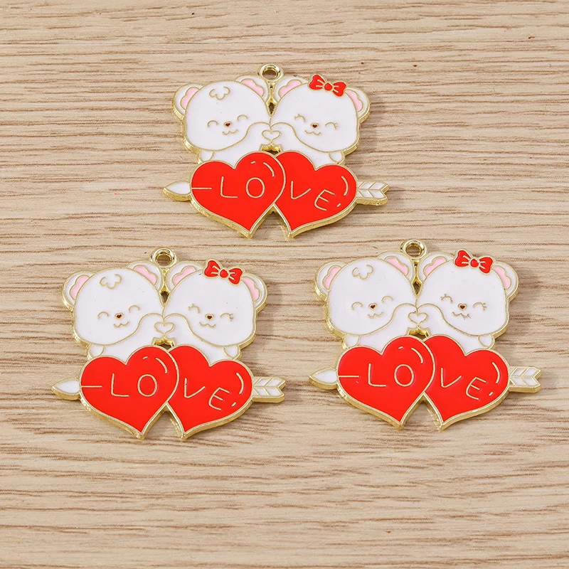10 stücke mischen Cartoon Tier Charms Emaille Kaninchen Bär Charms Anhänger für Schmuck machen Ohrringe Halskette Armbänder DIY Handwerk Geschenk – Detail 10