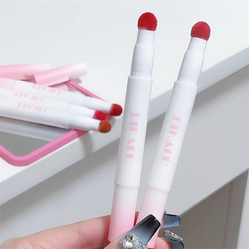 Matte Lip Mud Air Cushion Lips Cream Brick Red Lip Glaze Powder  Lipstick Pen Non-Stick Cup Female Lip Tint Korean Makeup 5